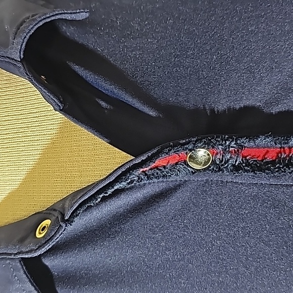 J.McLaughlin, navy blue snap closure dress. Red ribbon‎ down the front. Size sm - Picture 3 of 9